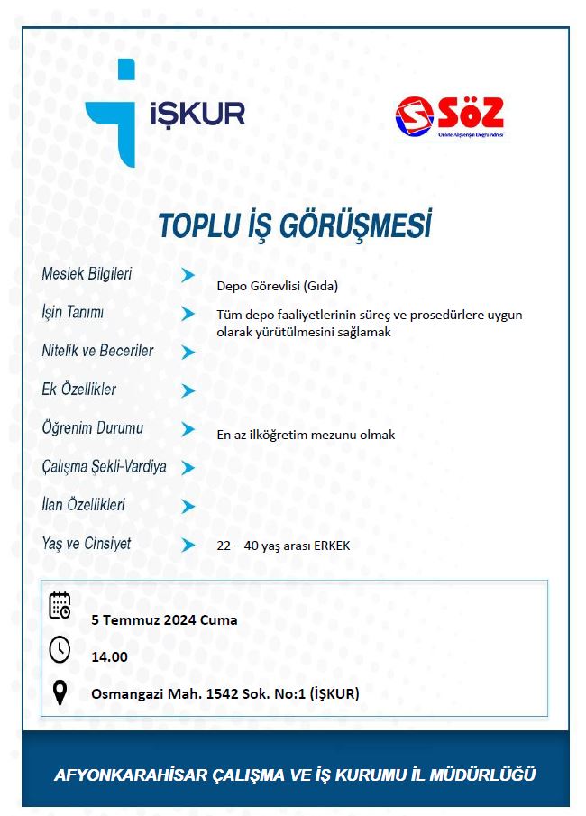 AFYON'DA İŞKUR ÜZERİNDEN İKİ ŞİRKET İŞÇİ ALIMINA ÇIKTI