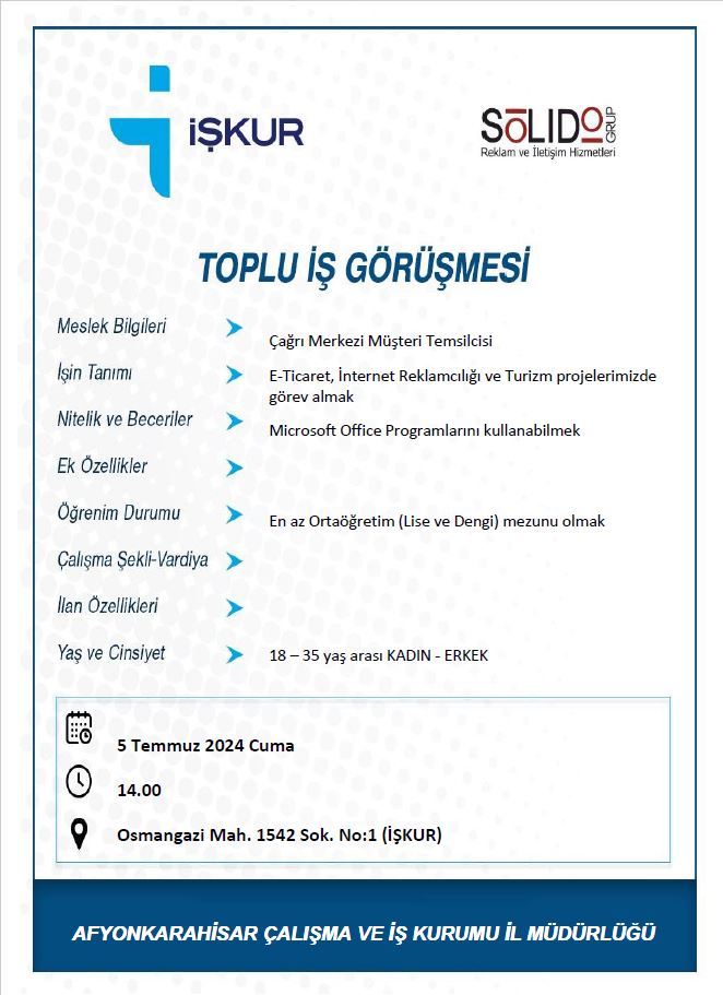 AFYON'DA İŞKUR ÜZERİNDEN İKİ ŞİRKET İŞÇİ ALIMINA ÇIKTI