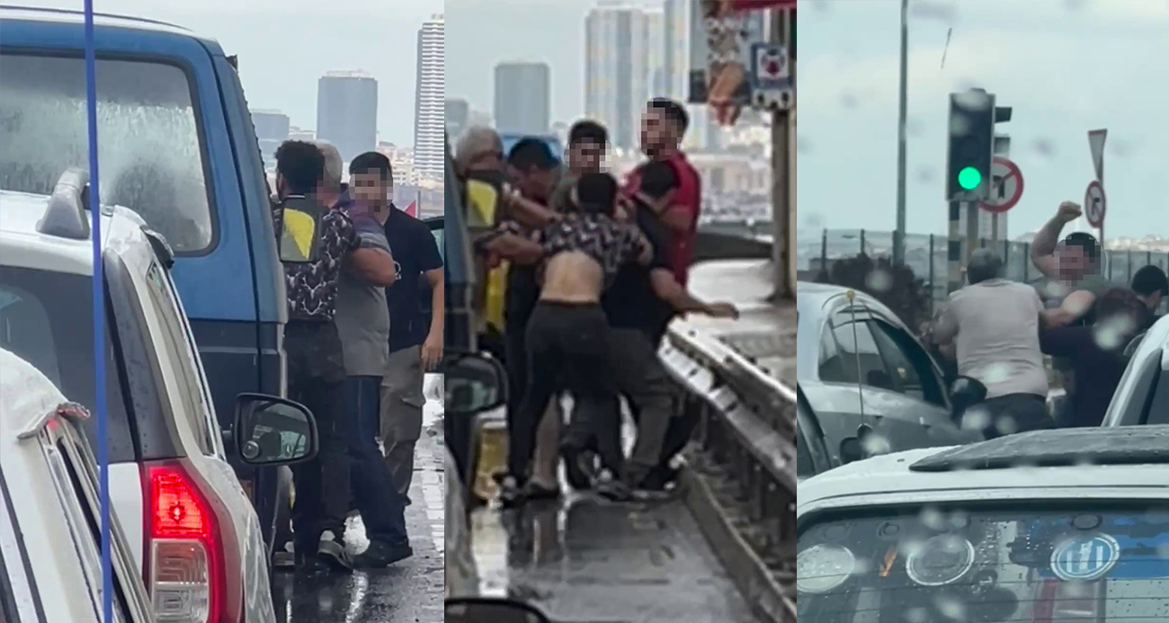 Yol Verme Kavgası Kameralara Yansıdı: Tekmeler, yumruklar havada uçuştu