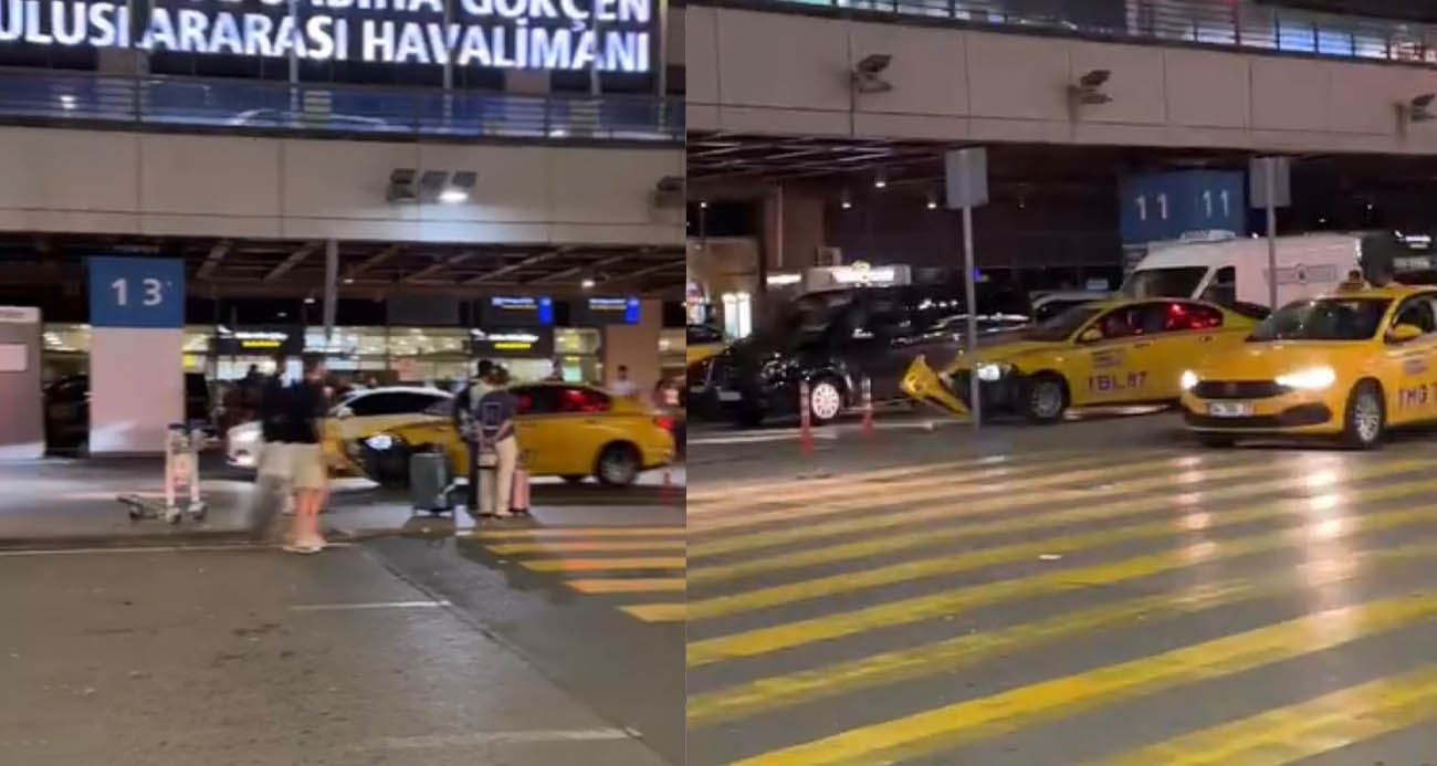 Sabiha Gökçen'de Taksi Terörü: Önüne gelen her şeye çarptı