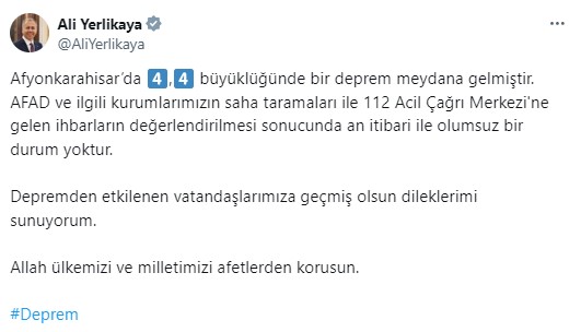 Bakan Yerlikaya’dan Deprem İle İlgili Açıklama!