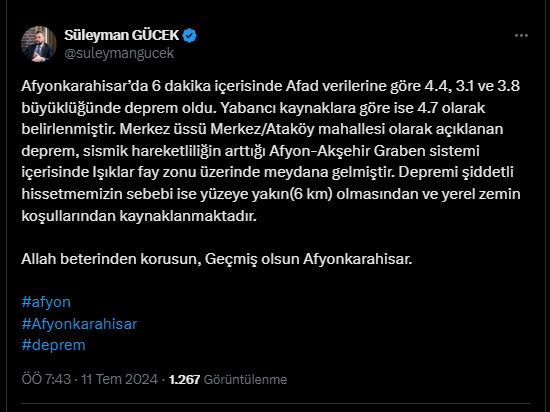 AKÜ ÖĞRETİM ÜYESİ DR  GÜCEK'TEN DEPREMLE İLGİLİ İLK YORUM
