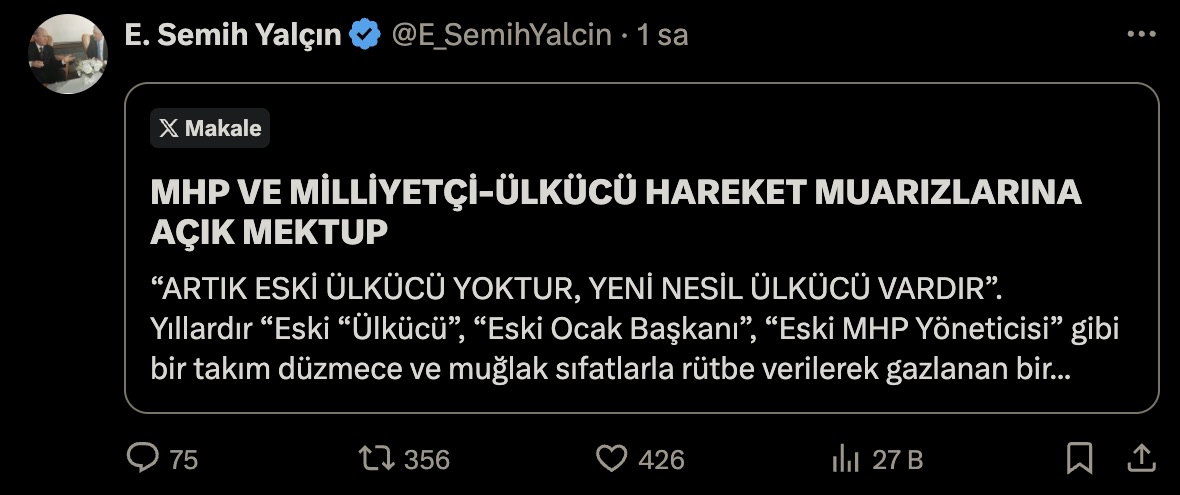 MHP'Lİ YALÇIN'DAN SİNAN ATEŞ AÇIKLAMASI