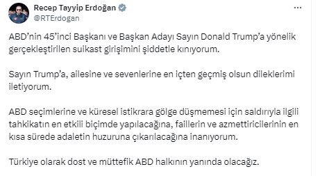 Saldırı Sonrası İlk Destek Cumhurbaşkanı Erdoğan'dan Geldi