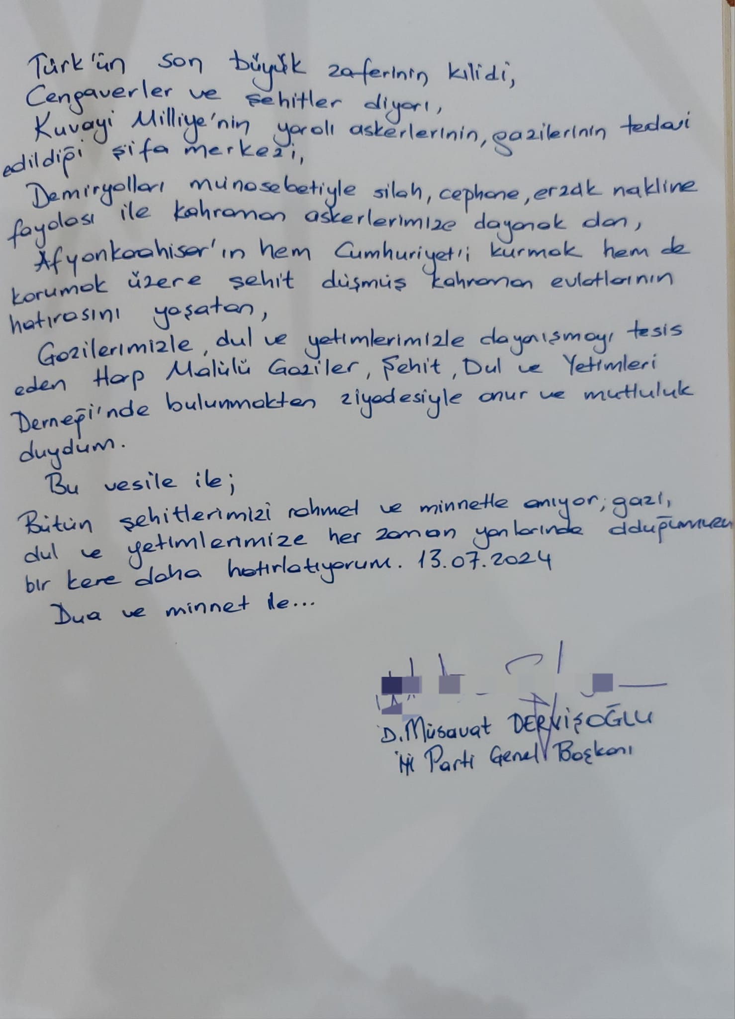 İYİ PARTİ LİDERİ DERVİŞOĞLU ŞEHİTLER DERNEĞİ'Nİ ZİYARET ETTİ