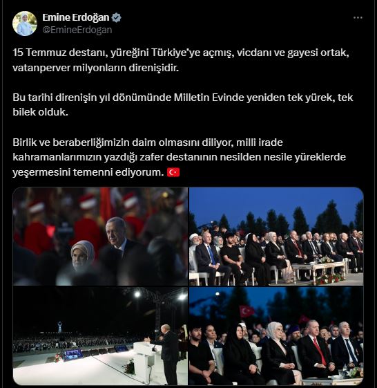 Emine Erdoğan'dan 15 Temmuz Mesajı
