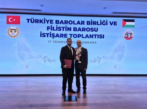BARO BAŞKANI ŞAHİN FİLİSTİN BARO BAŞKANI İLE BİR ARAYA GELDİ