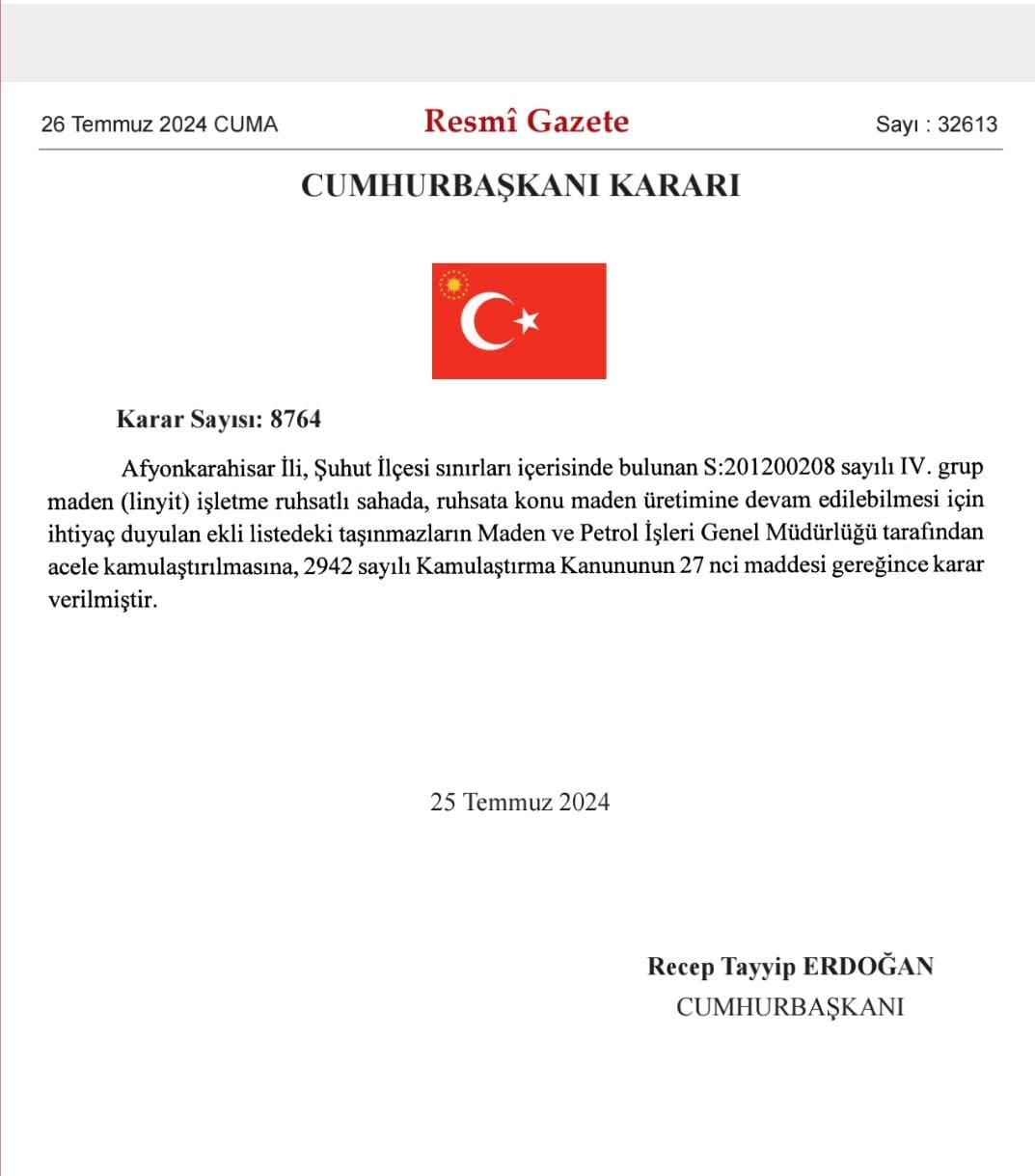 Resmi Gazetede Şuhut'ta Yönelik Karar Yayınlandı