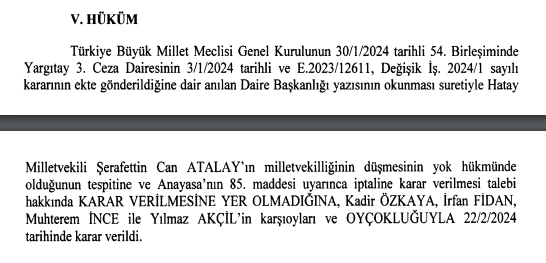Anayasa Mahkemesi Can Atalay Hakkındaki Kararını Verdi