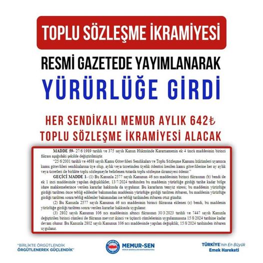 Memur-Sen Afyon'dan Müjdeli Haber Geldi
