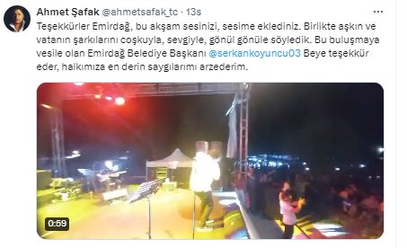 Ünlü Sanatçı Ahmet Şafak  Emirdağ Halkına Teşekkür Etti