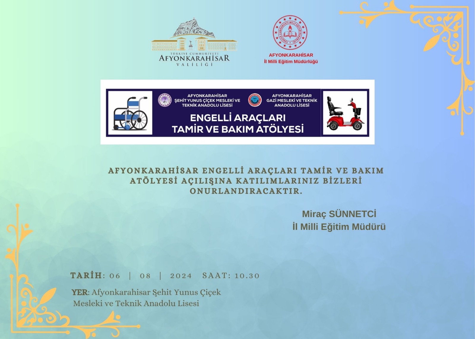 Afyon’da Bir İlk Müdür Sünnetci Açılışa Davet Ediyor