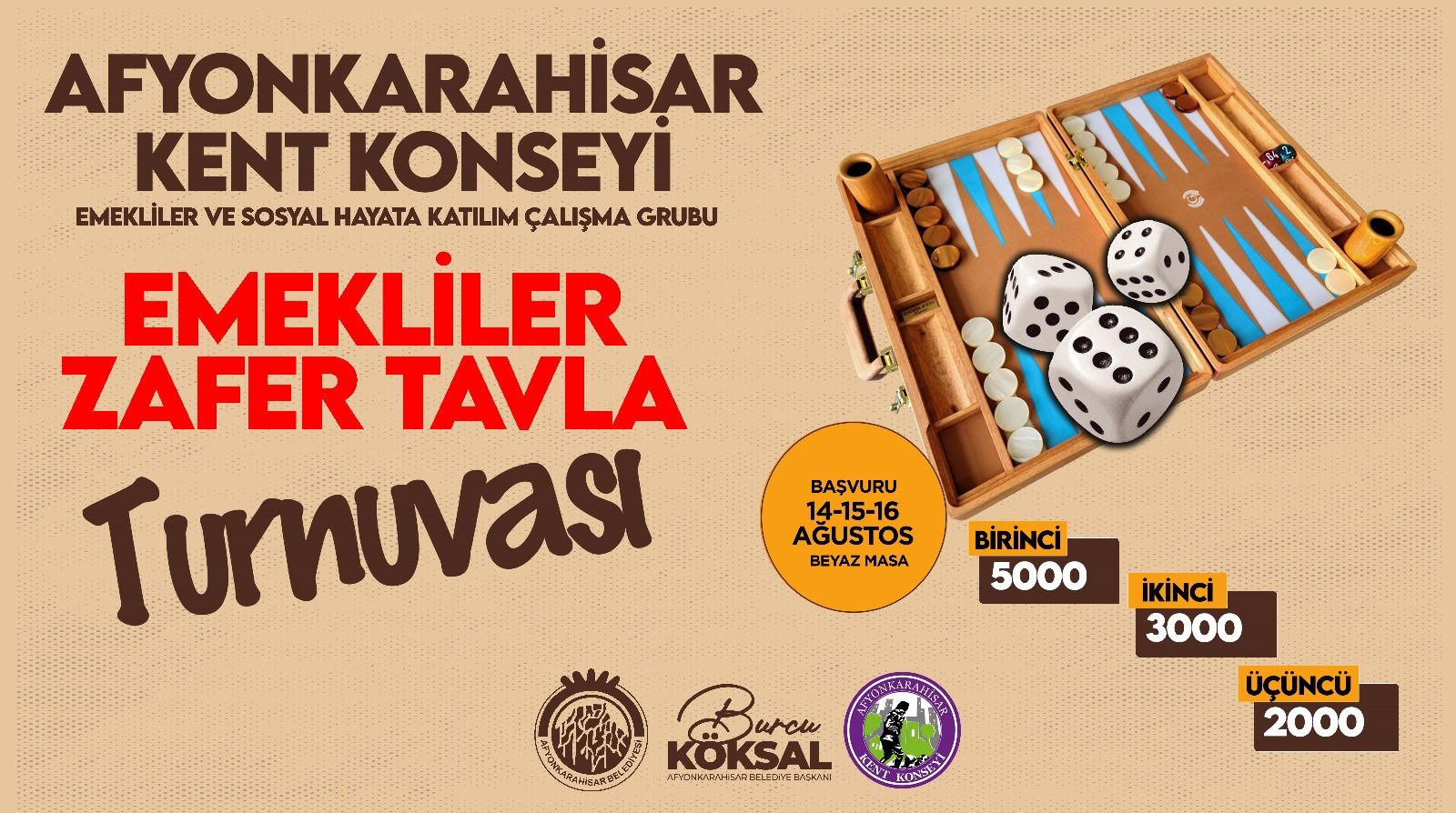 Emeklilere Özel “Zafer Tavla Turnuvası” Başlıyor