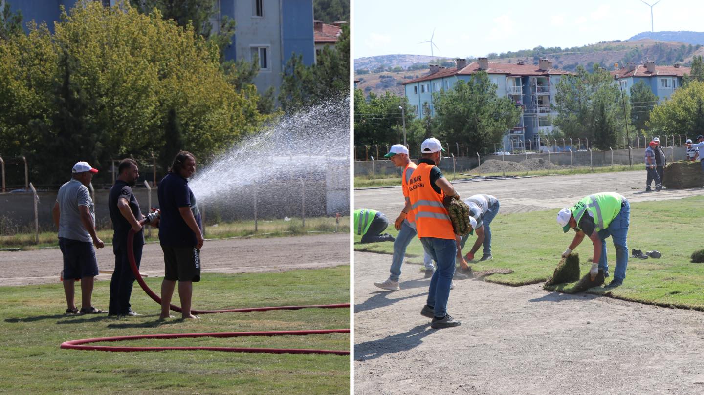 Dinar İlçe Stadyumu’nda Saha Zemini Yeniledi!
