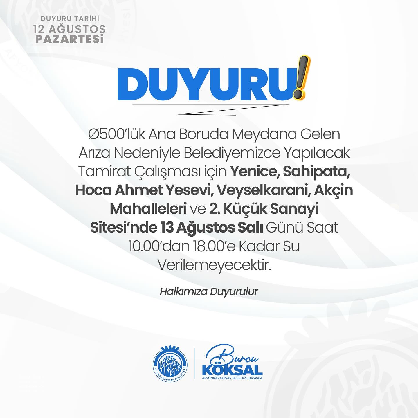 Bu Mahallelerde Oturan Dikkat Su Kesintisi Yaşanacak