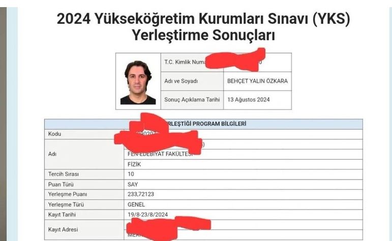 Prof.  Özkara sınava girdi eksi net yaptığı bölümü  kazandı