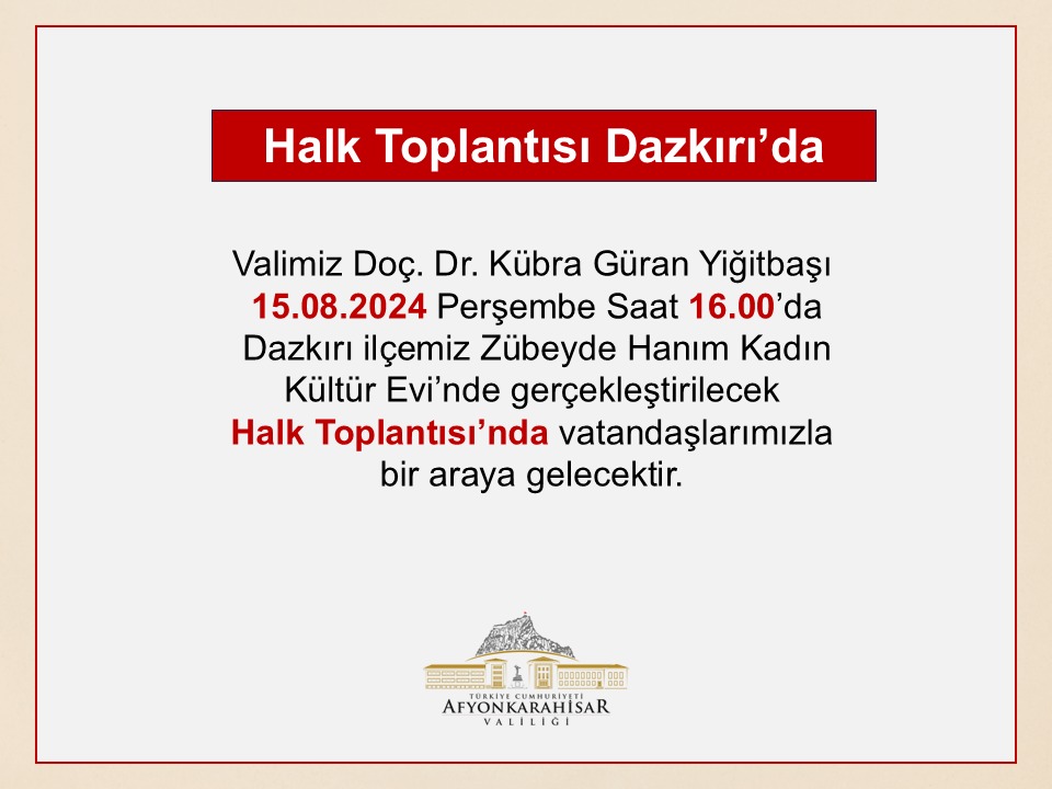 Vali Yiğitbaşı’nın Rotası Bu Hafta Dazkırı İlçesi Olacak