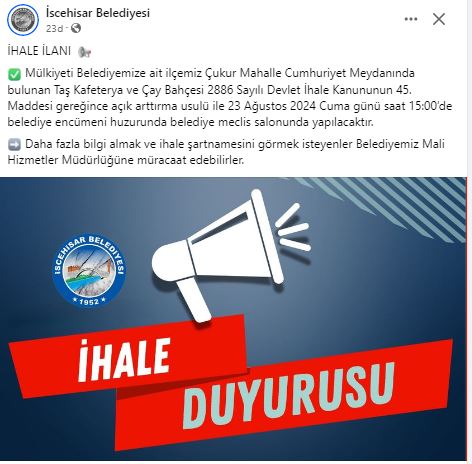 Belediye Bu Alanları İhaleye Çıkarıyor