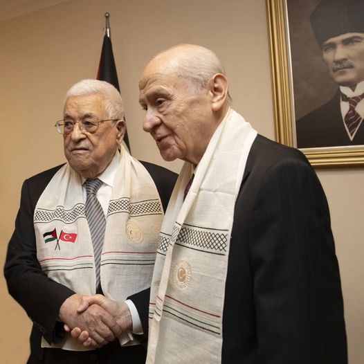 TAYTAK PAYLAŞTI MHP LİDERİ FİLİSTİN DEVLET BAŞKANI İLE BİR ARAYA GELDİ