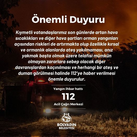 Bolvadin Belediyesi Uyardı ''Ormanlık Alanlarda Daha Duyarlı Olun''