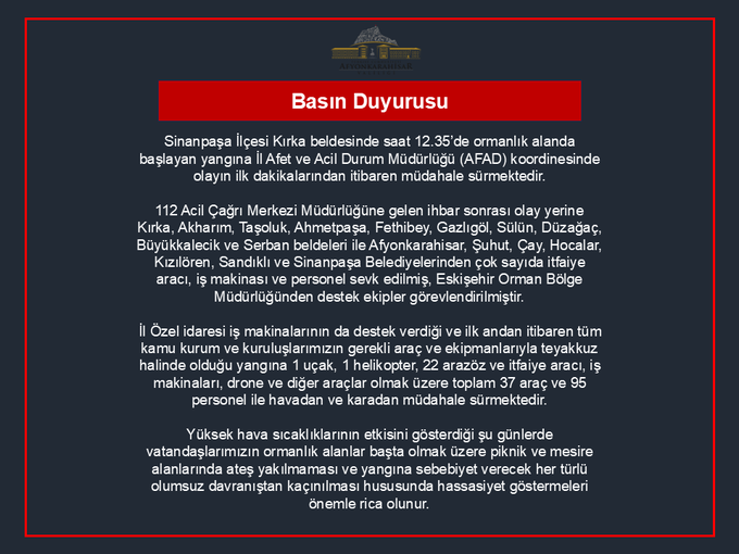 Kırka’daki Yangına Dair Son Verileri Valilik Paylaştı
