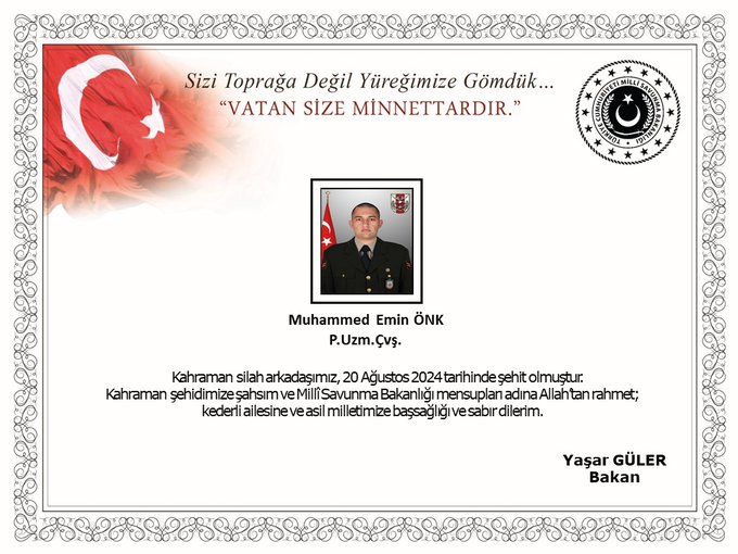 Pençe-Kilit Operasyonunda Yaralanan Asker Tedavi Gördüğü Hastanede Şehit Oldu