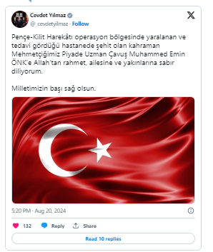 Pençe-Kilit Operasyonunda Yaralanan Asker Tedavi Gördüğü Hastanede Şehit Oldu