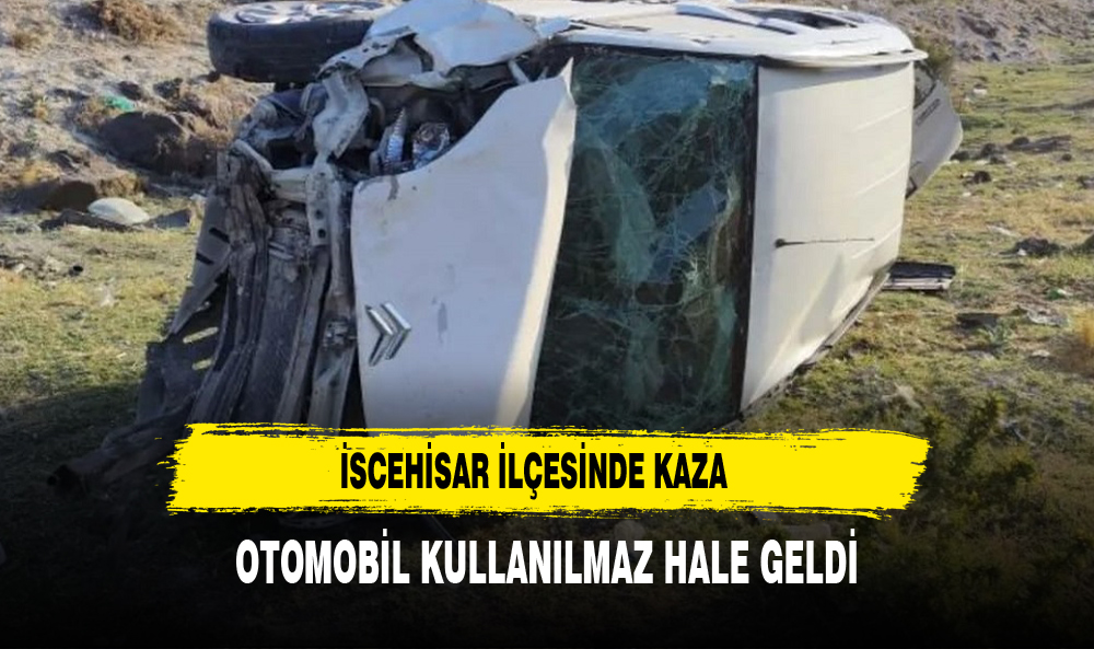 Afyonkarahisar’da takla atan araç hurdaya döndü