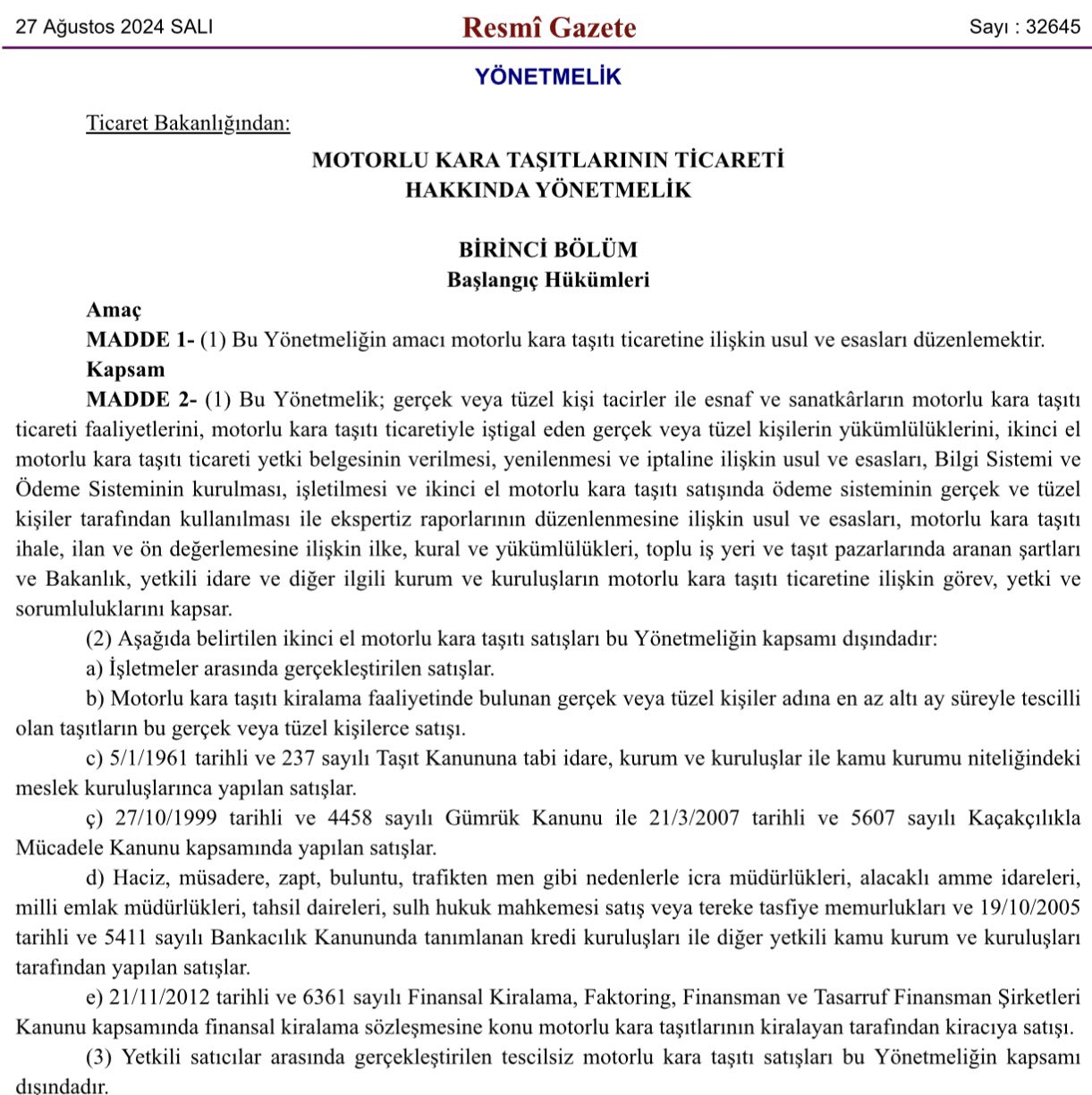 Resmi Gazete'de Yayımlandı İkinci El Araç Satışında Yeni Dönem Başlıyor!