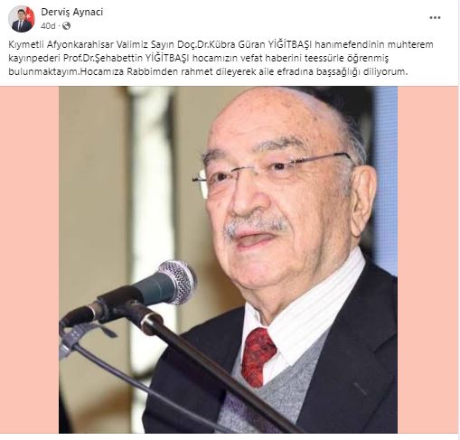 Bolvadin Belediye Başkanı Derviş Aynacı'dan Taziye Mesajı