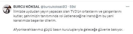 Başkan Köksal’dan TV3’e Kutlama Mesajı
