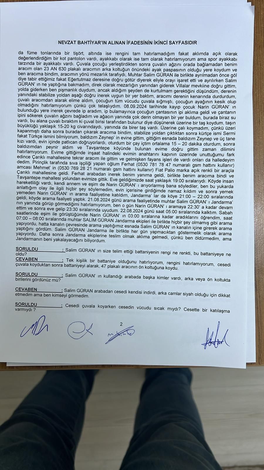 NARİN CİNAYETİNDE İTİRAFÇININ İFADE TUTANAĞI ORTAYA ÇIKTI