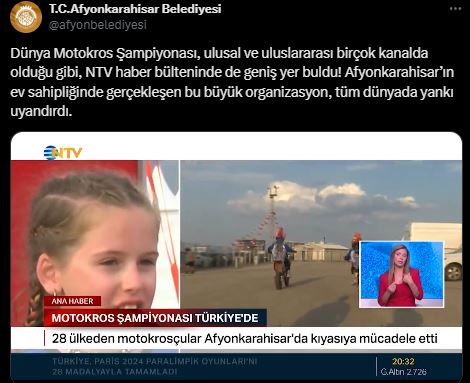 DÜNYA MOTOKROS ŞAMPİYONASI NTV HABER BÜLTENİNDE GENİŞ YER BULDU
