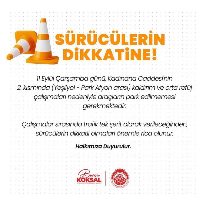 Belediye’den Duyuru Bu Yolu Kullanacak Sürücülere Dikkat