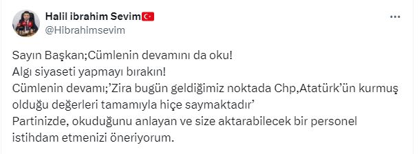 ERHAN İLE SEVİM ARASINDAKİ ÇEKİŞMEDE SON PERDE: "CÜMLENİN DEVAMINI DA OKU  ALGI SİYASETİ YAPMAYI BIRAK"