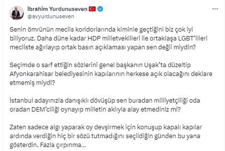 AK Partili Yurdunuseven’in Hedefinde Başkan Köksal Yer Aldı