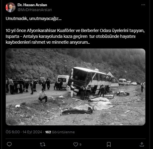 ARSLAN, AFYONLULARIN HAFIZALARINA KAZINAN FECİ KAZAYI ANDI