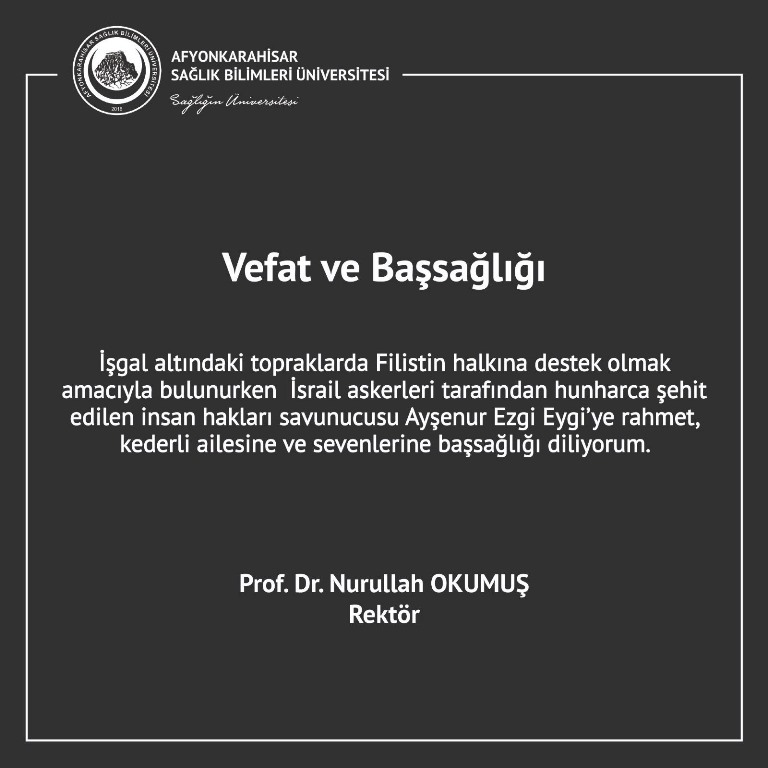 OKUMUŞ, AYŞENUR EZGİ EYGİ İÇİN BAŞ SAĞLIĞI MESAJI YAYINLADI