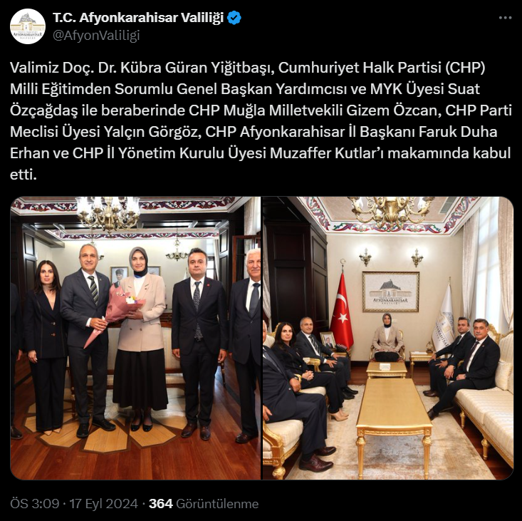 Vali Yiğitbaşı, CHP Heyetini Makamında Kabul Etti