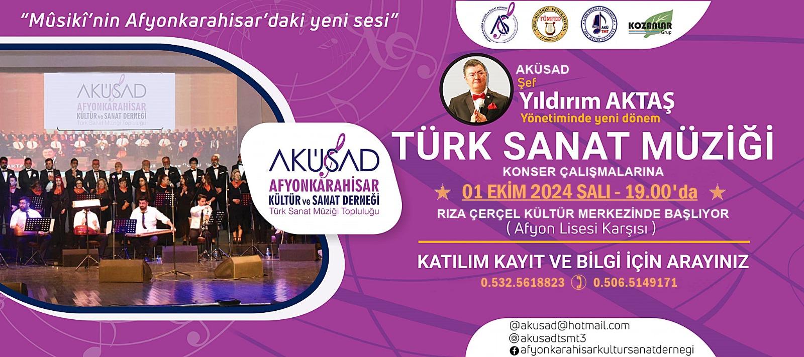 AFYONKARAHİSAR’DA TÜRK SANAT MÜZİĞİ RÜZGARI: AKÜSAD KONSER ÇALIŞMALARINA BAŞLIYOR