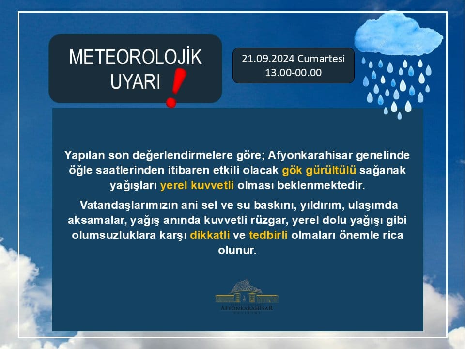 Valilik Uyardı: Kuvvetli Sağanak Yağış Geliyor!