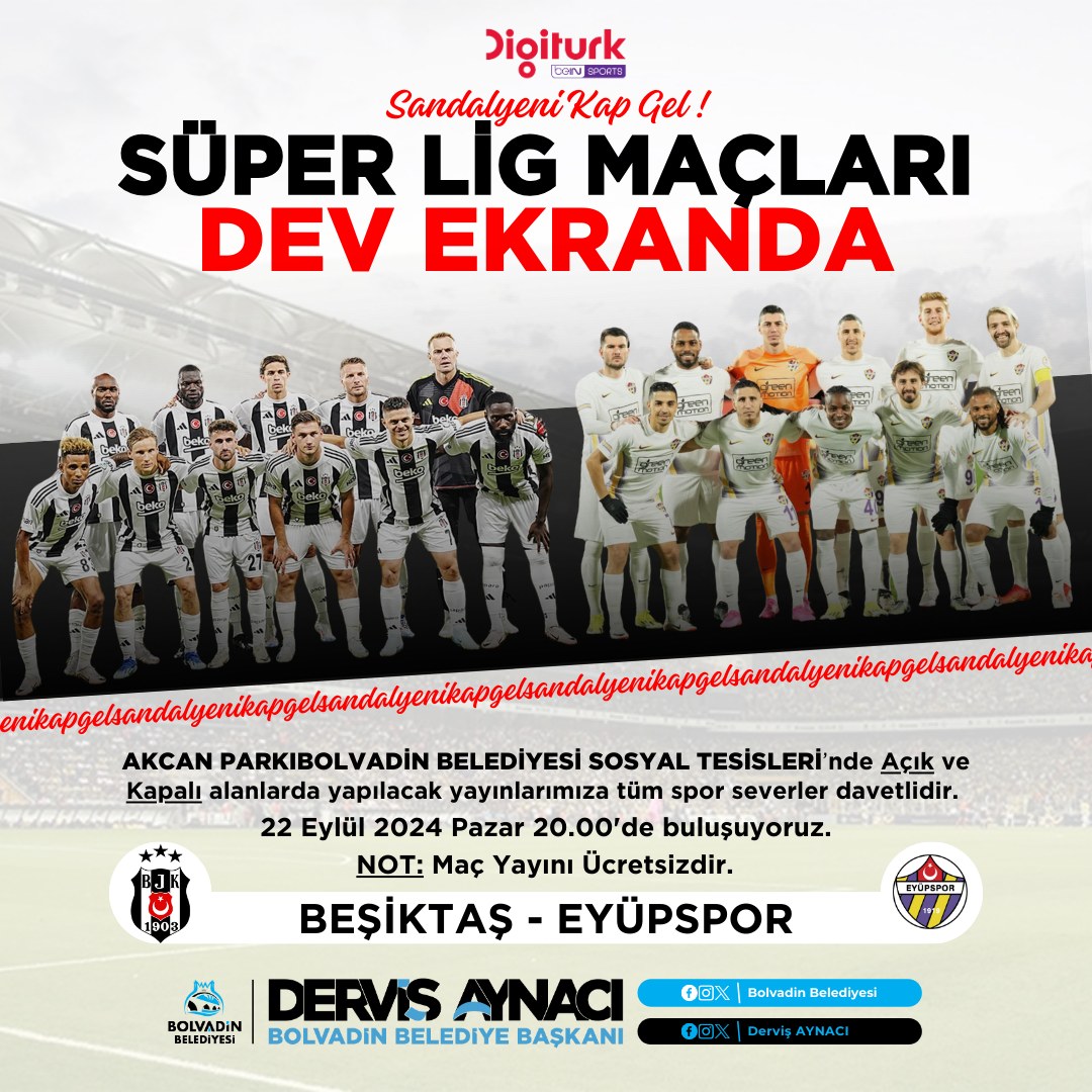 Bolvadin Belediyesi'nden Büyük Etkinlik: Süper Lig Maçları Dev Ekranda!