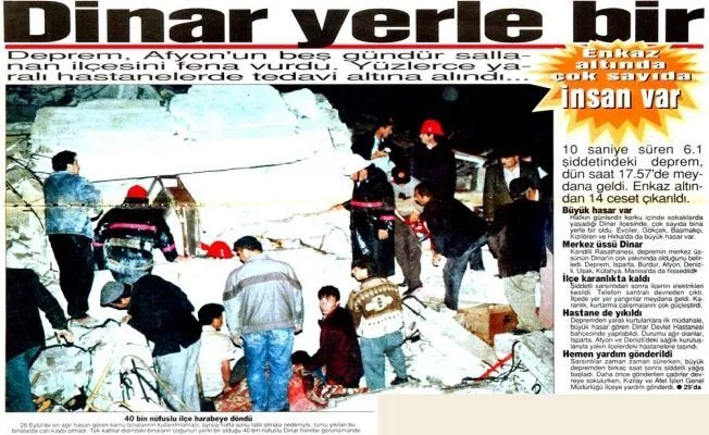 TÜRKİYE'DE GÖRÜLEN İLK ÇÖKME DEPREMİ DİNAR'DA YAŞANDI