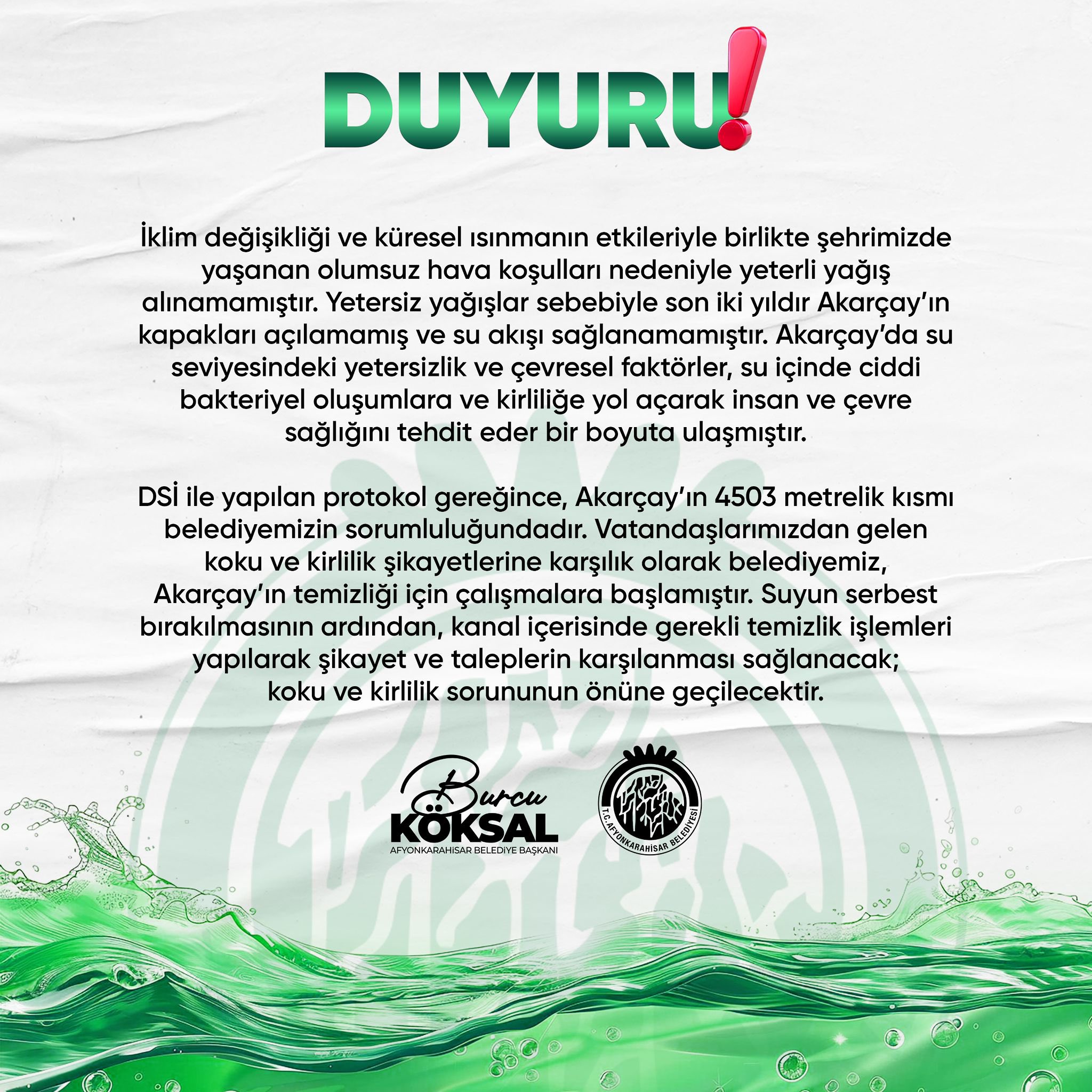 Akarçay'da Kriz: Kirlilik ve Kokuya Belediye El Koydu