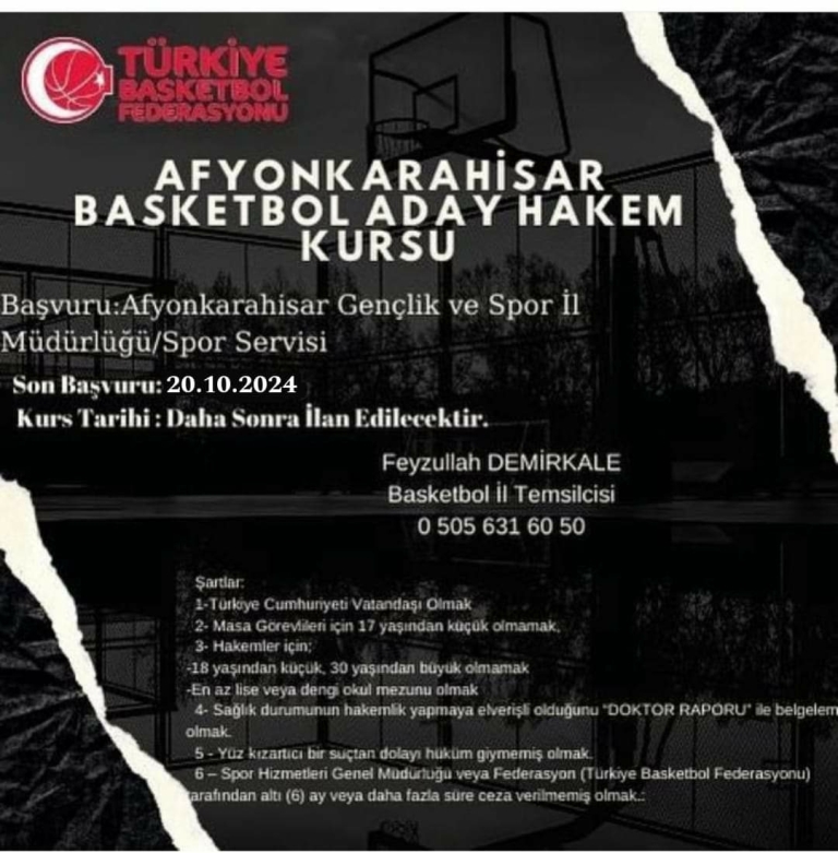 BASKETBOL ADAY HAKEM KURSU BAŞVURULARI BAŞLADI!