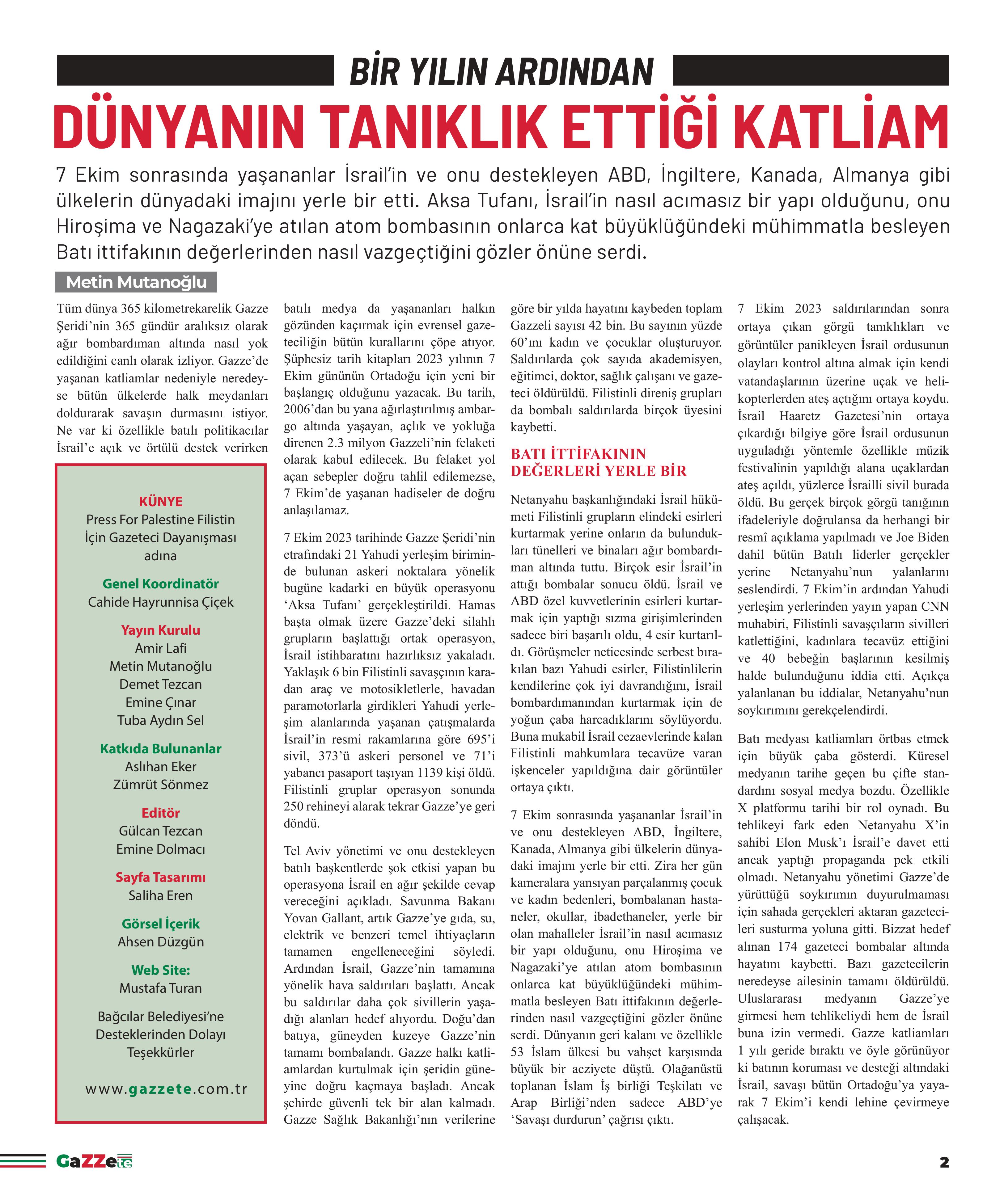 Gazze'de hayatına kaybeden gazetecilerin anısına gazete basıldı