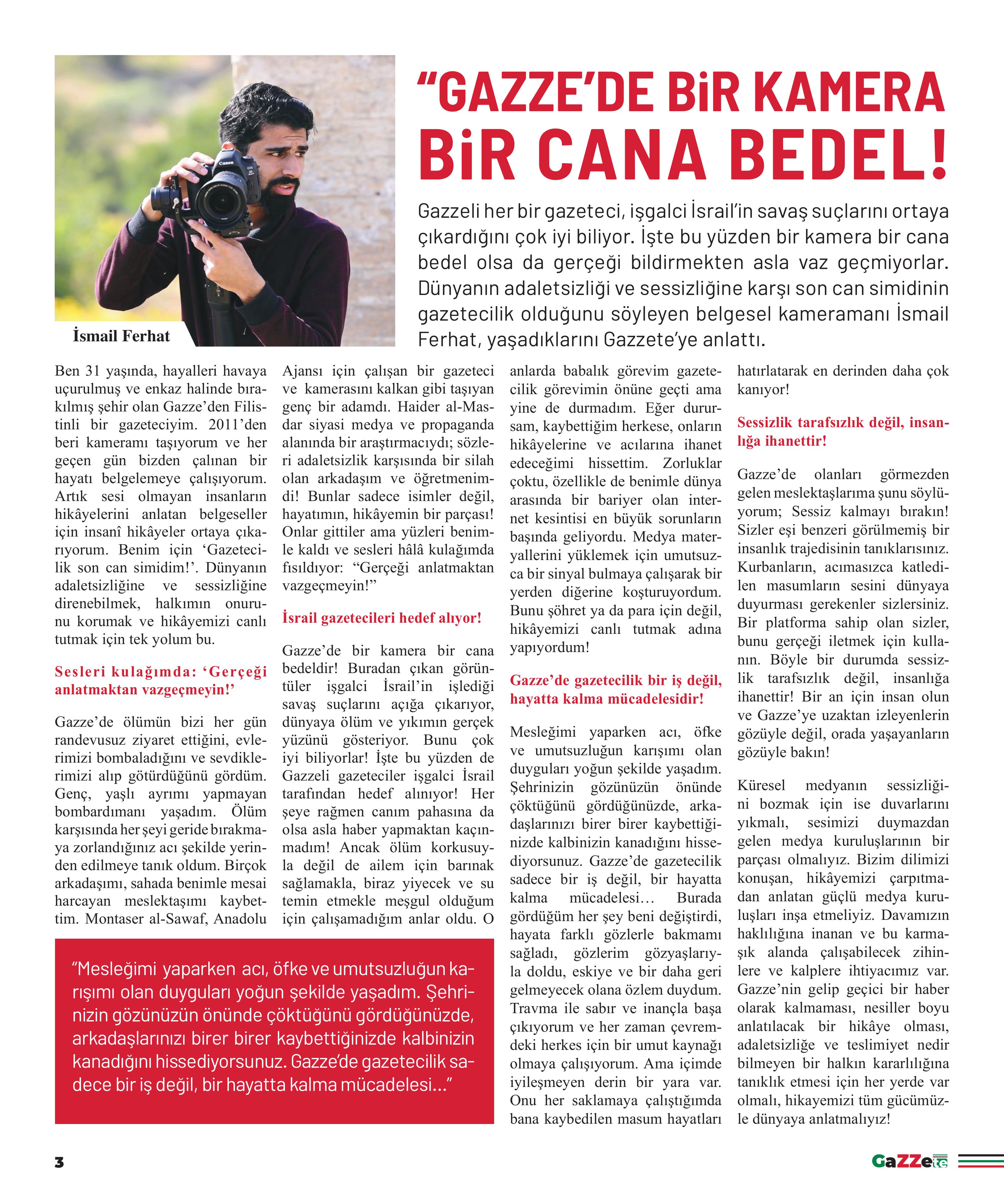Gazze'de hayatına kaybeden gazetecilerin anısına gazete basıldı