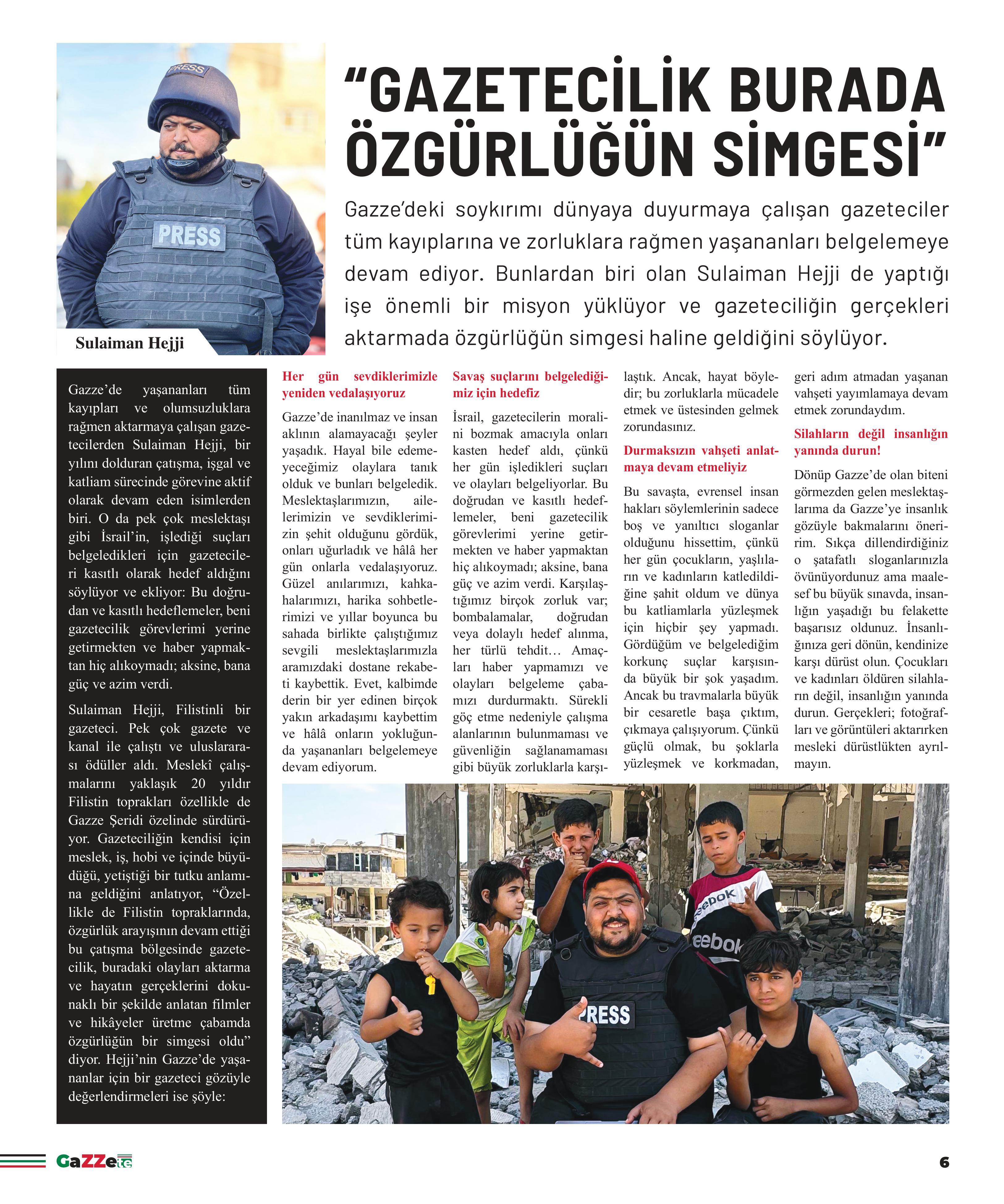 Gazze'de hayatına kaybeden gazetecilerin anısına gazete basıldı