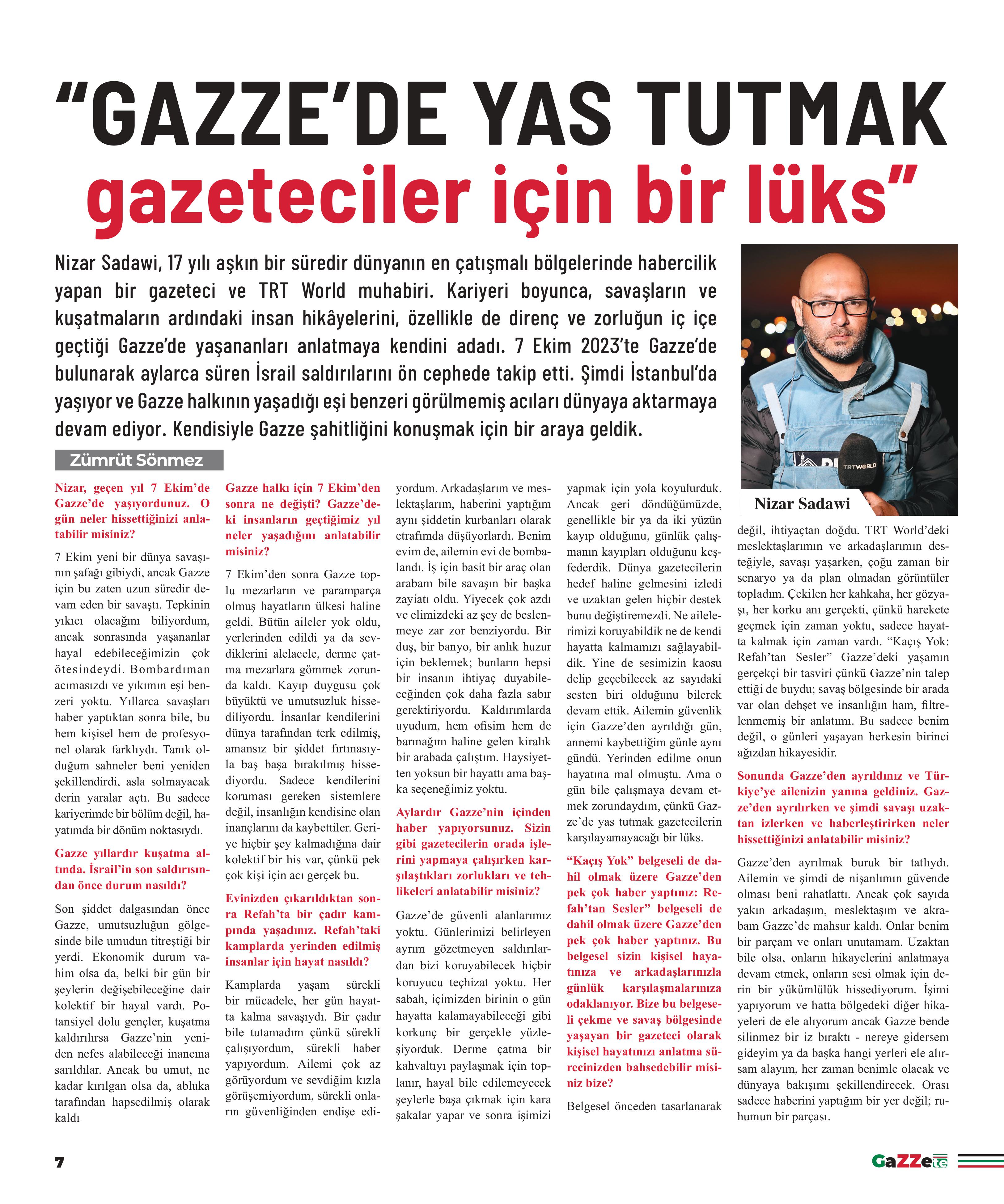 Gazze'de hayatına kaybeden gazetecilerin anısına gazete basıldı