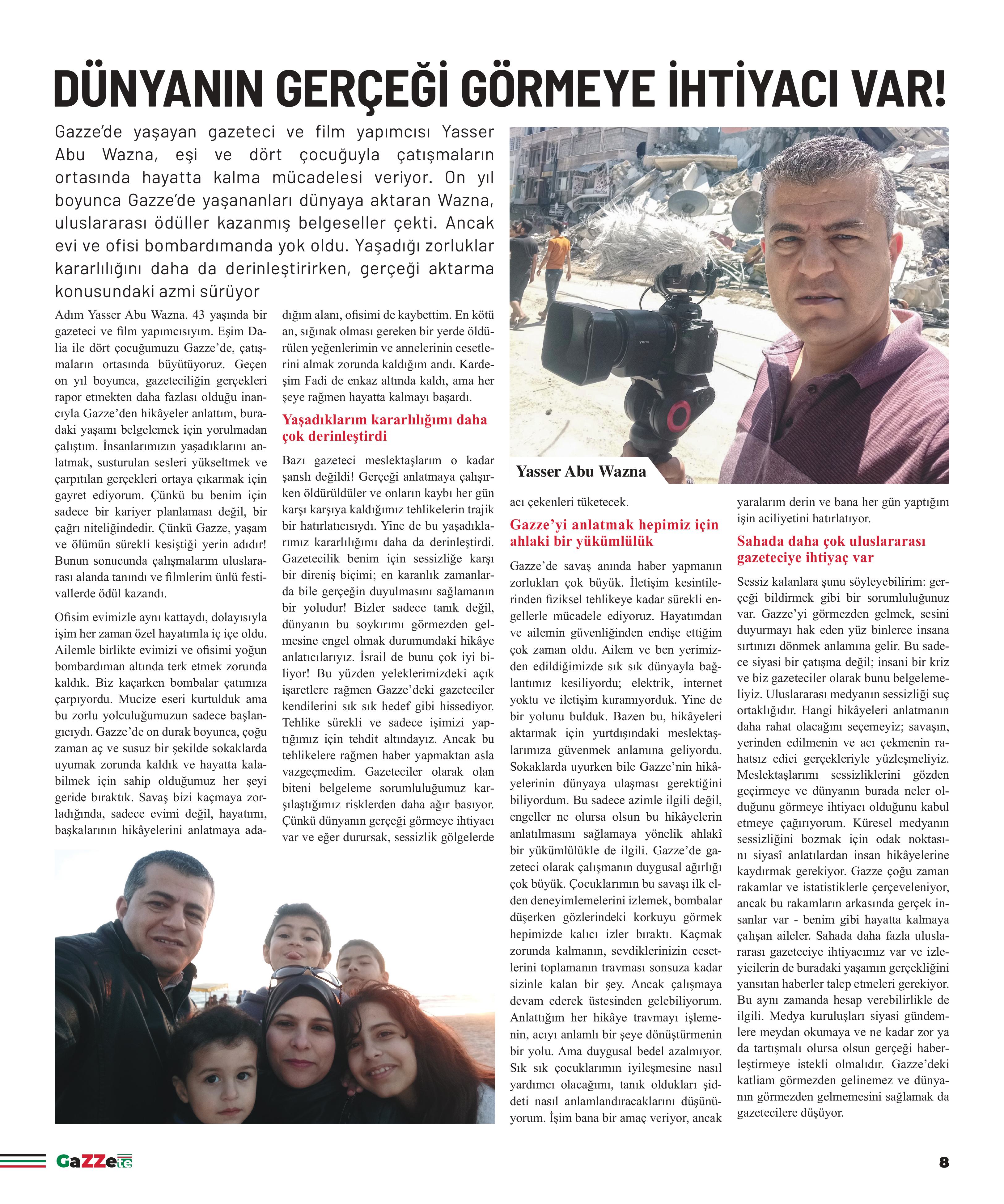 Gazze'de hayatına kaybeden gazetecilerin anısına gazete basıldı